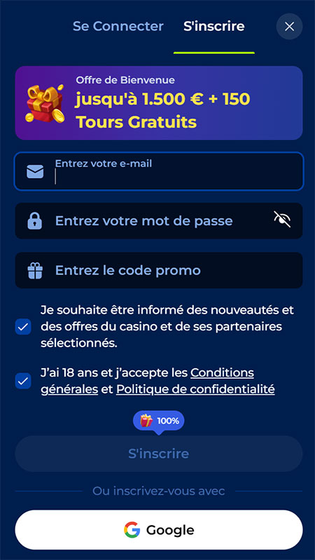 BillionaireSpin Casino inscription
