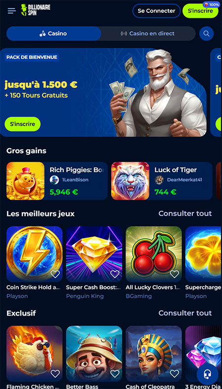 BillionaireSpin Casino mobile